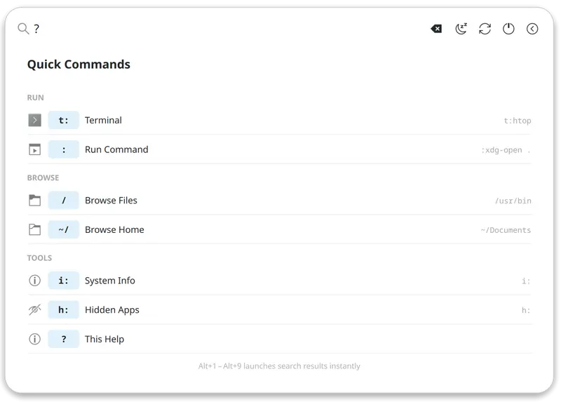 Quick commands help
