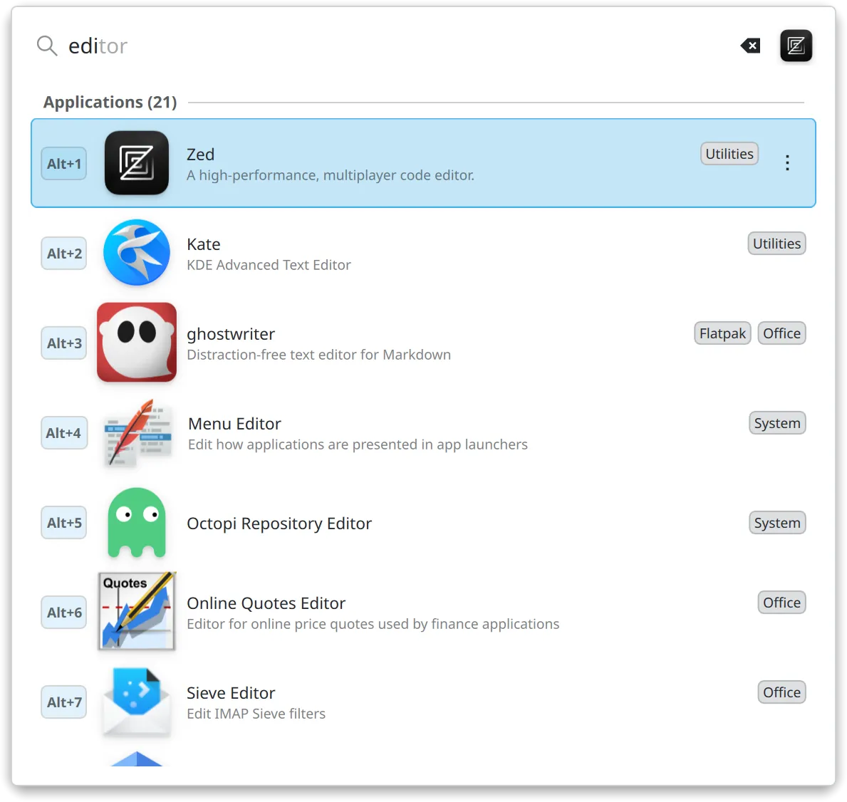 Search results ranked best match first in AppGrid